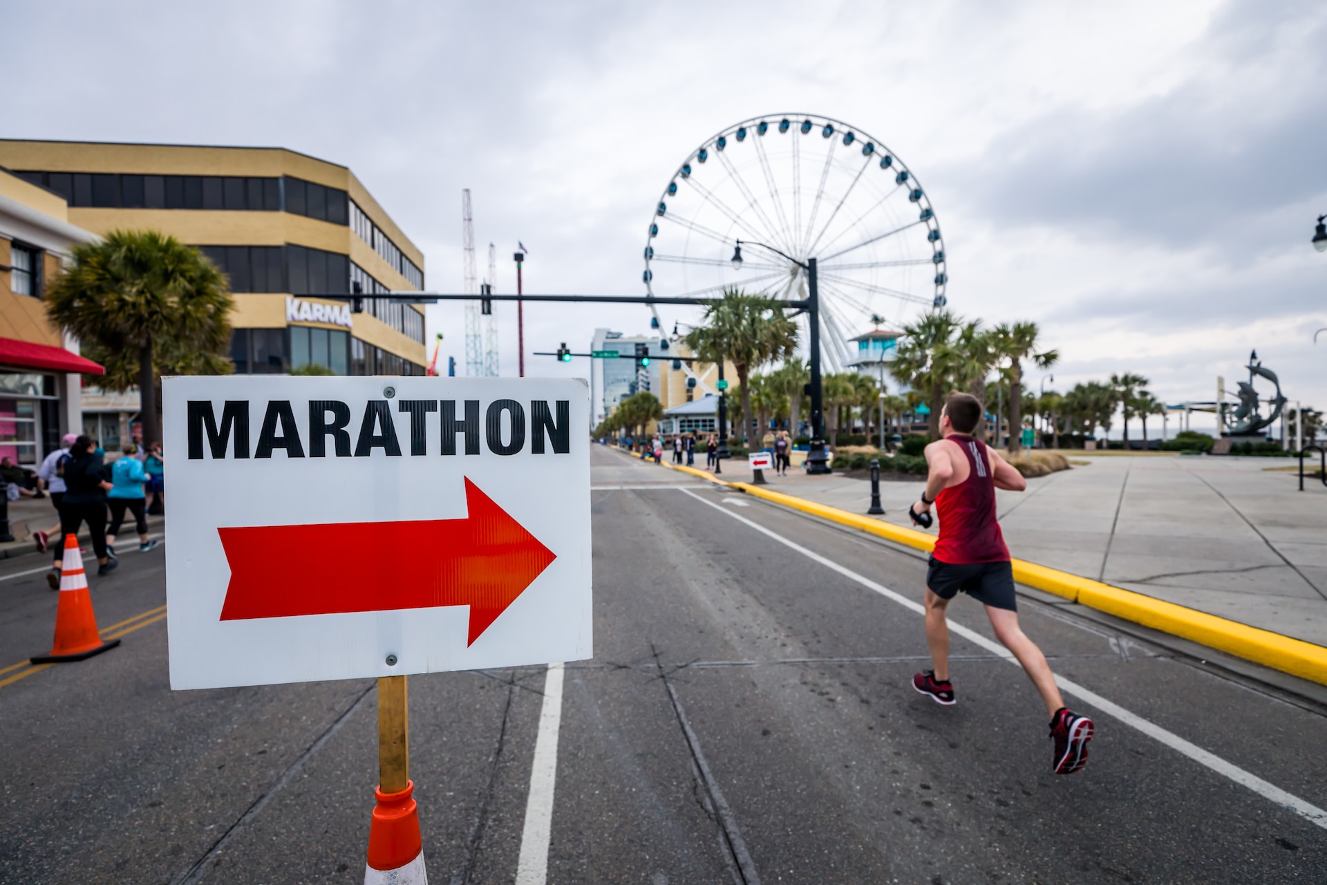 the image shows a running marathon 