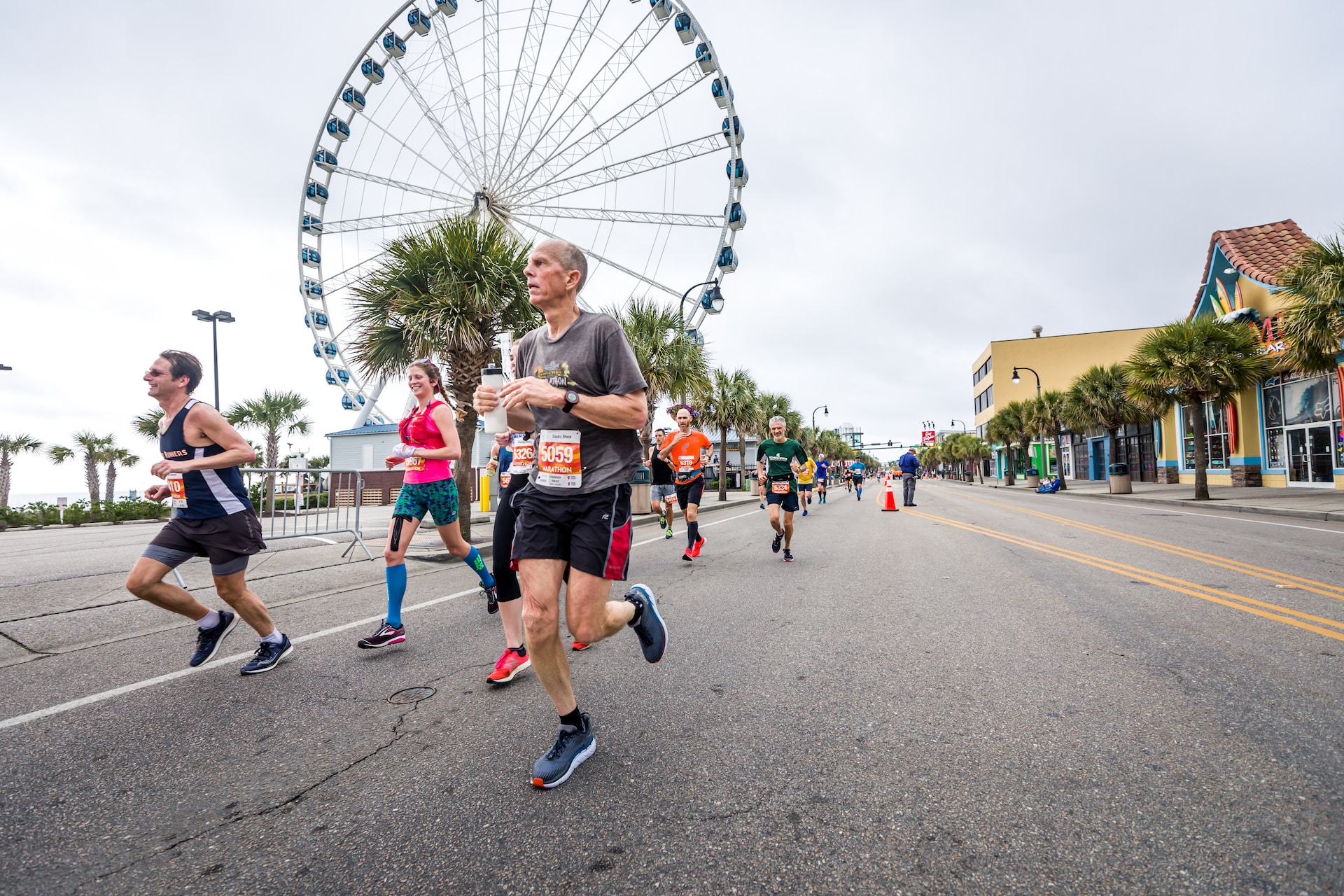 the image shows a triathlon running race