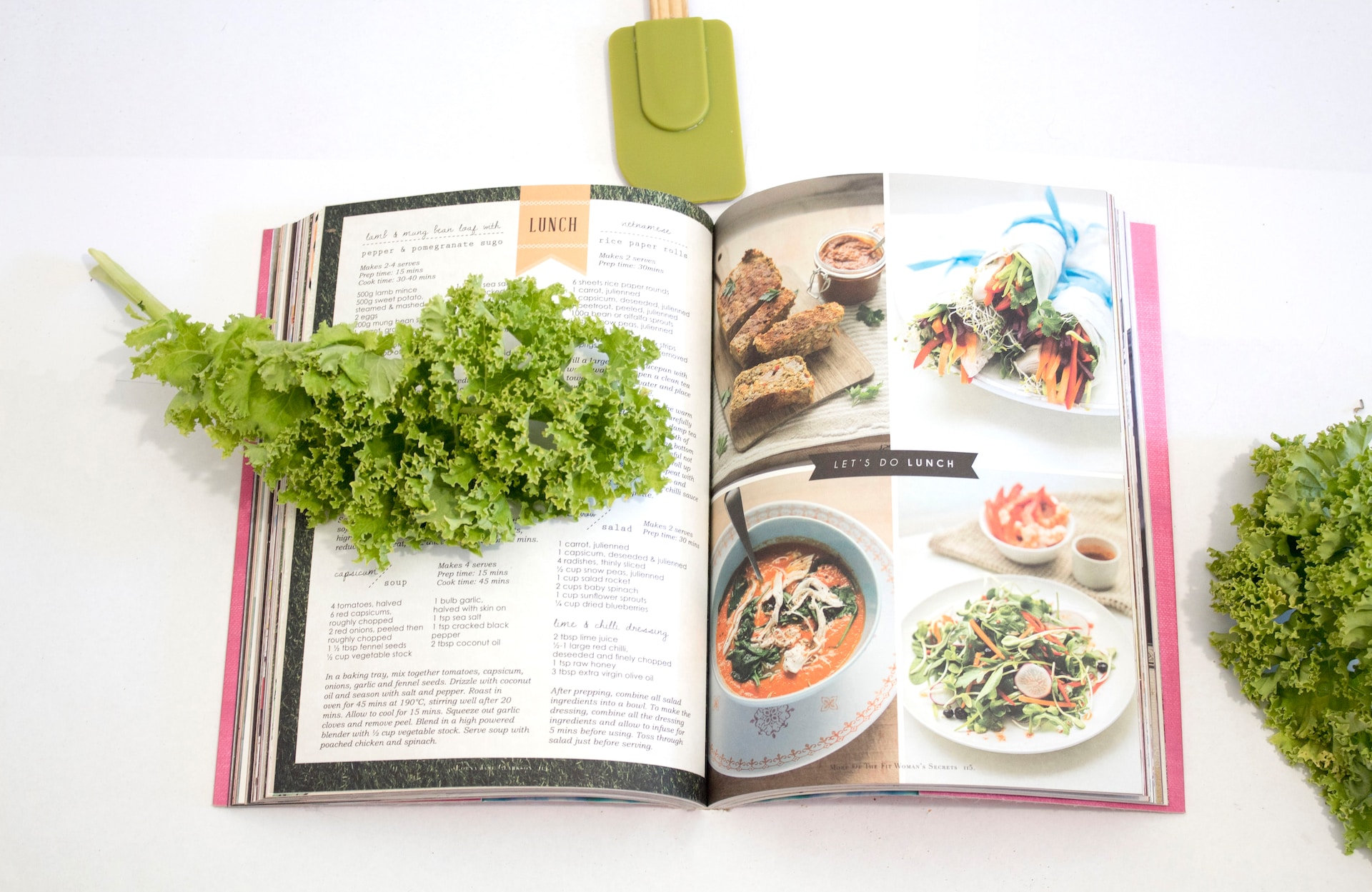 the image shows an open book with the recipes