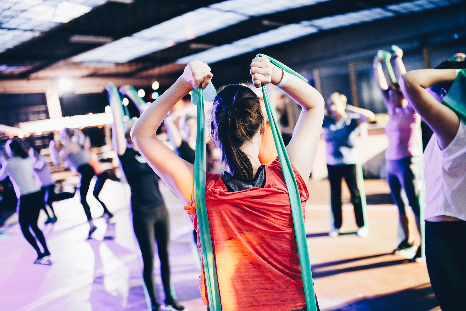 the image shows a yoga training among women