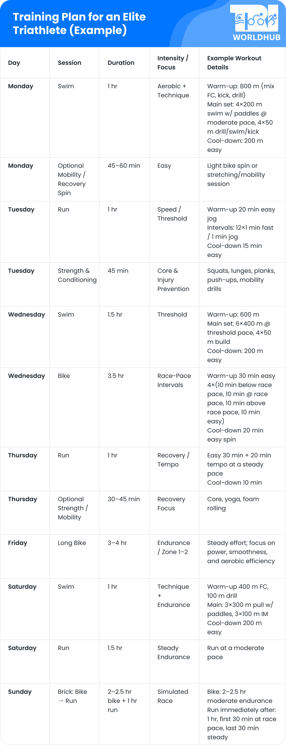Training Plan for an Elite Triathlete example