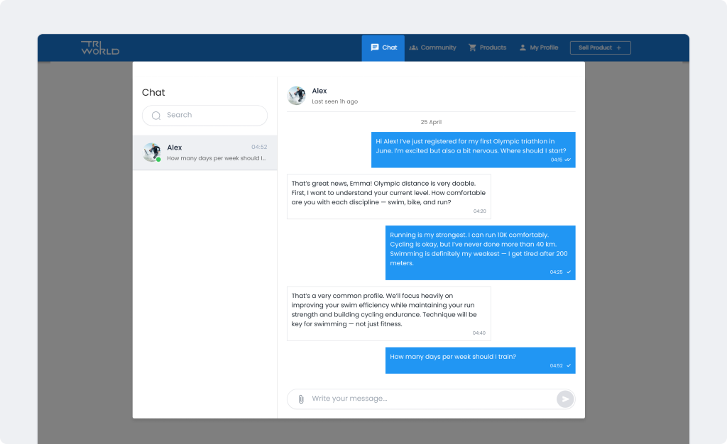 Chat | Triworldhub Your Global Triathlon Companion Chat